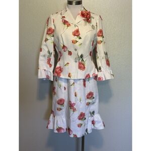 Rickie Freeman Teri Jon Women Sz 4-6 Brocade Dress Jacket Floral Wedding Event